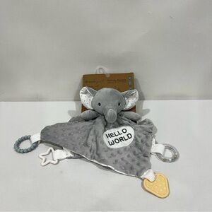 Dreamgro Gray Elephant Activity Blankie Lovey Plush Blanket 14" HELLO WORLD